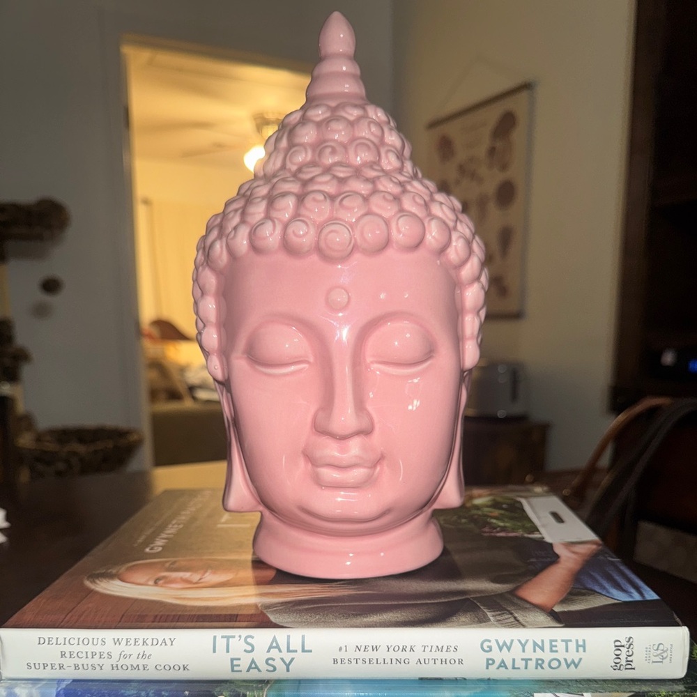 Pink Buddha head statue
